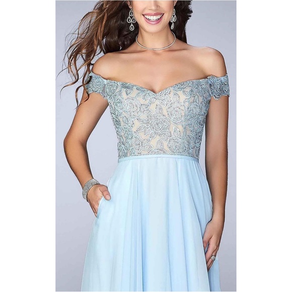 La Femme 24001 Off Shoulder Embellished Dress - Picture 6 of 8